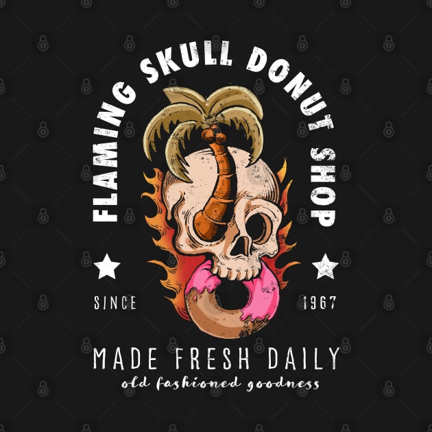 Skull Donut Shop by Black Tee Inc