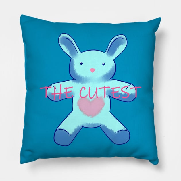 The cutest bunny blue and pink Pillow by Demonic cute cat