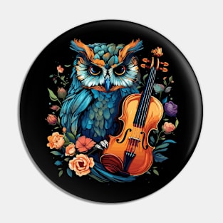 Owl Playing Violin Pin