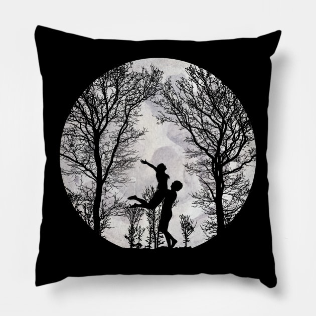 Silhouette Dancing Couple Pillow by AtHomeNinjaKeisha