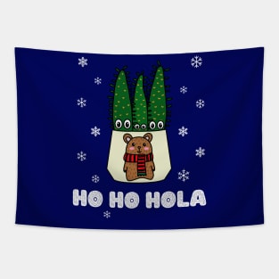 Ho Ho Hola - Eves Pin Cacti In Christmas Bear Pot Tapestry