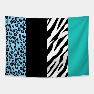 Leopard Print, Zebra Print, Animal Print, Blue Tapestry