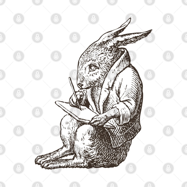 Writer Rabbit Hand Drawn by KC Happy Shop