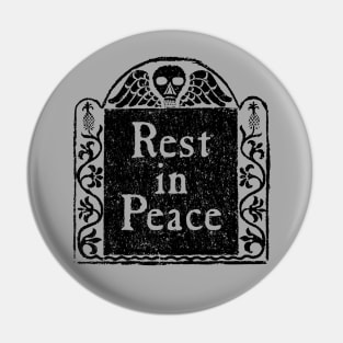 Rest In Peace Gravestone Rubbing for Light Backgrounds Pin