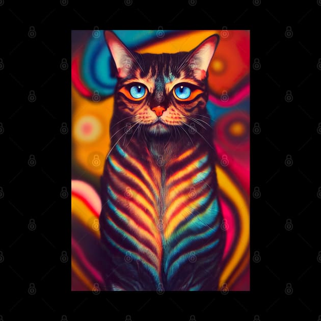 Trippy Psychedelic Cat by MileoArt