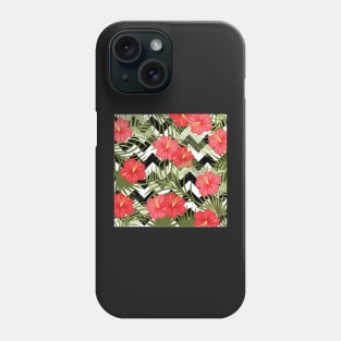 Tropical Floral Pattern with Chevron Phone Case