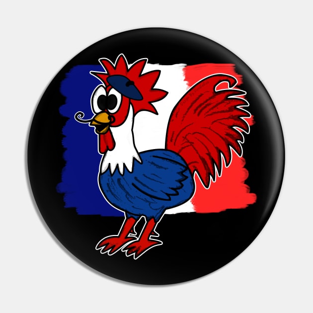 Bastille Day 14 July French Gallic Rooster Funny Pin by doodlerob