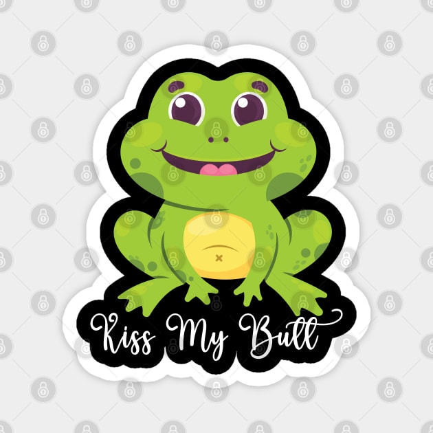 Kiss My Butt Green Frog Funny Frog Magnet by DesignHND