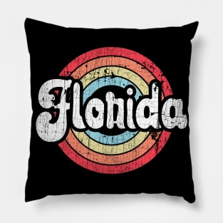 Florida Vintage Rainbow Sunset Pillow