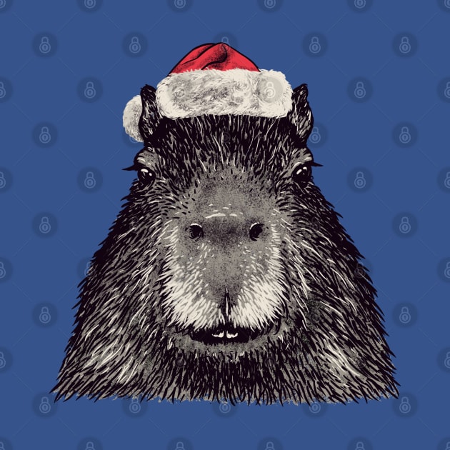 Christmas Capybara with Santa Hat by anycolordesigns