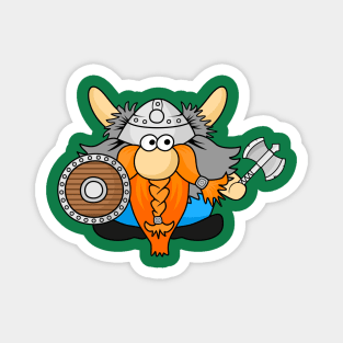 Funny Little Viking Warrior Cartoon Illustration Magnet