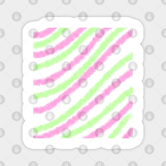 Pink green watercolor lines art Magnet by Artistic_st