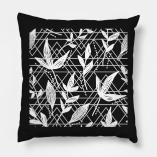 CUTE COOL BLACK AND WHITE GEOMETRIC SHAPE LEAF SEAMLESS PATTERN Pillow