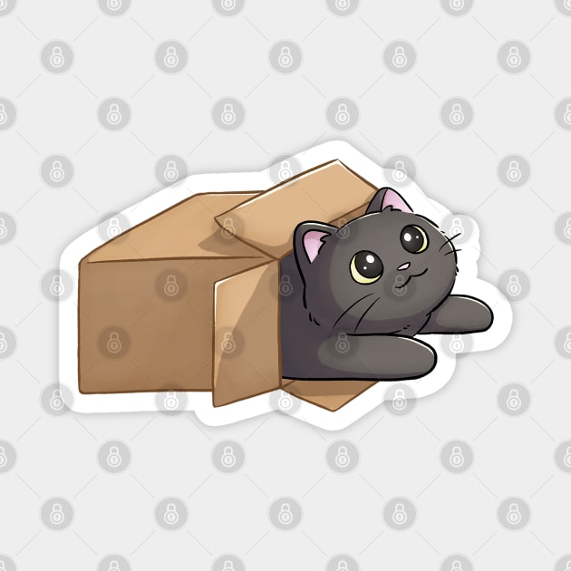 Cute Black Cat In A Box Magnet by Meowrye