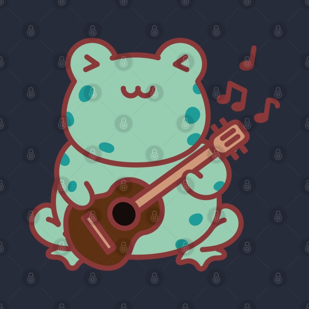 Cute Cottagecore Goblincore Frog playing Guitar by uncommontee