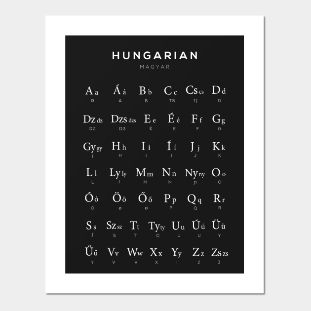 Hungarian Alphabet Chart Magyar Language Chart Black Hungarian