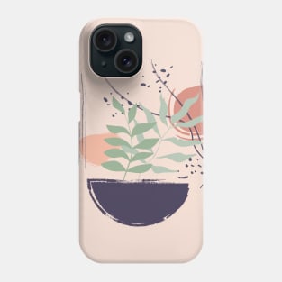 Abstract shapes lines dots and leaves digital design Phone Case