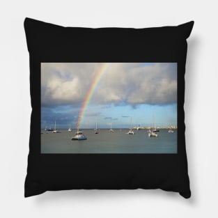 Rainbow over Simpson Bay Saint Martin Caribbean Pillow