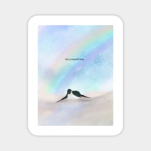 Set yourself free, penguin art, rainbow, spirit animal Magnet