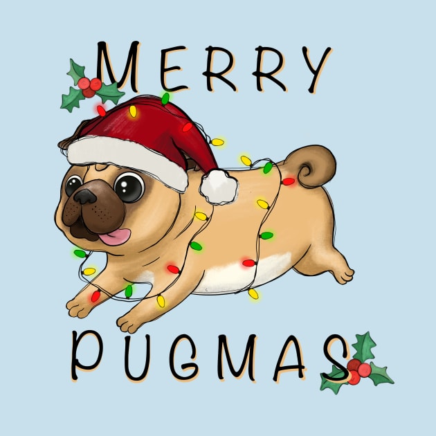 Merry Pugmas Cute Christmas Pun, Gift for Pug Dog Owner by ThatVibe