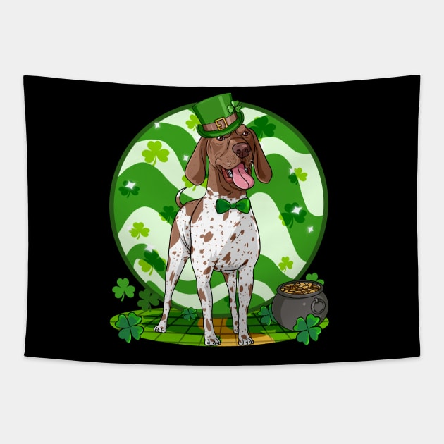 German Shorthaired Pointer Dog St Patricks Day Leprechaun Tapestry by Noseking