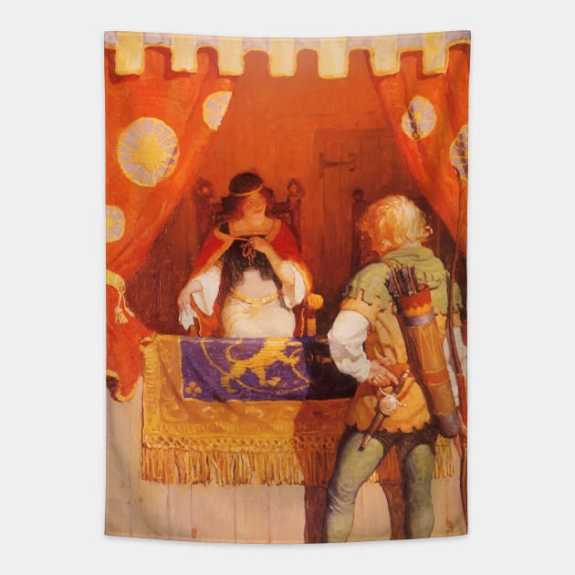 Vintage Fairy Tales, Robin Hood Meets Maid Marian by NC Wyeth Tapestry by MasterpieceCafe