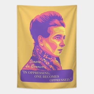 Simone de Beauvoir Portrait and Quote Tapestry