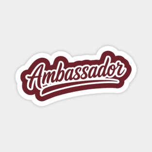 Ambassador -Transparent Font with White Outline Magnet