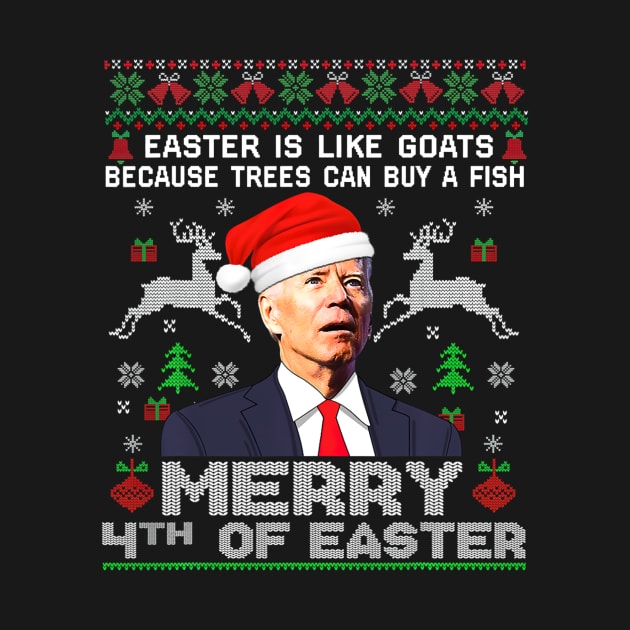 Merry 4th Of Christmas Funny Joe Biden Christmas Ugly Sweater by WestKnightTees