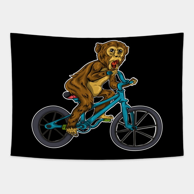 Monkey Cyclist Bicycle Tapestry by ShirtsShirtsndmoreShirts