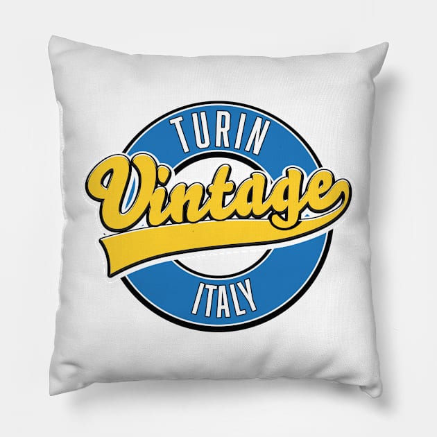 Turin italy vintage style logo Pillow by nickemporium1