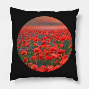 Red Poppies All Around Pillow