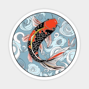 Jumping Koi Black Red and Yellow Fish Magnet