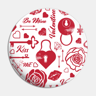 Kitsch Valentine | red and white | love pattern Pin