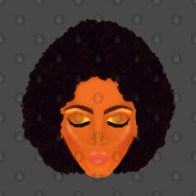 Chic Afro and Gold Makeup (Gray Background) by Art By LM Designs 