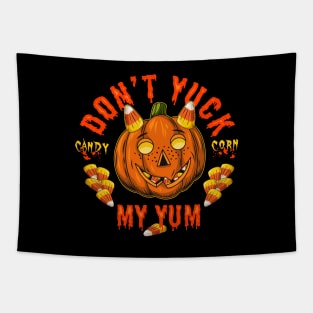 Halloween pumpkin with candy corns Tapestry