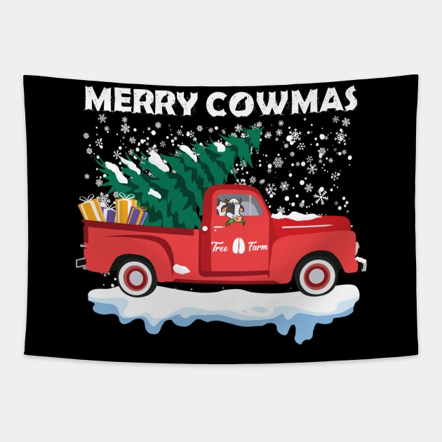 Merry Cowmas Funny Cow Ugly Christmas Xmas Tapestry by reginaturner