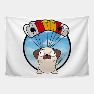 Silly pug dog has a broken parachute Tapestry