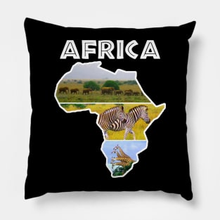 African Wildlife Continent Collage Pillow