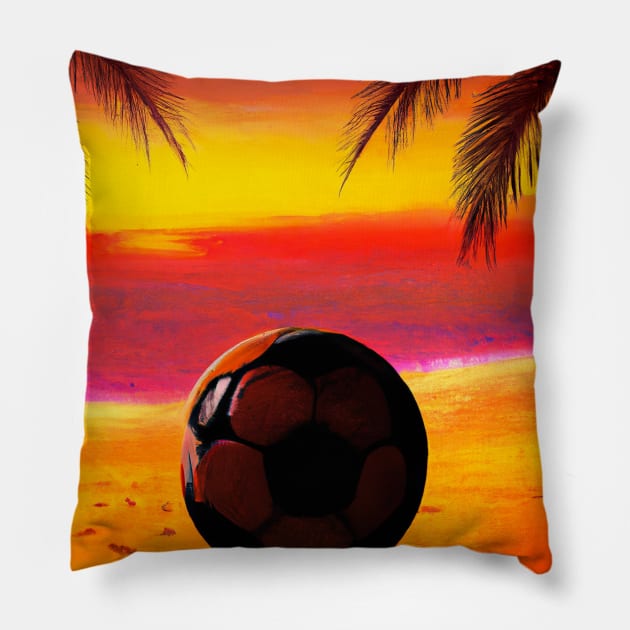 Island palm football Pillow by maxcode