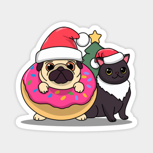 Dog and cats dressed as Christmas Magnet