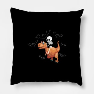 Funny Halloween Skeleton And Dinosaur product Pillow