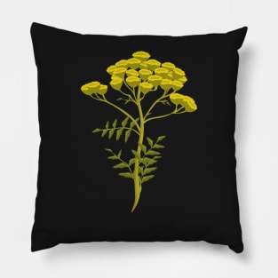 Tansy Flowers - Hand-painted Floral Artwork of the Herb Tansy Pillow