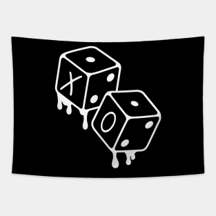 XO Dice Weekend White Outline Tapestry