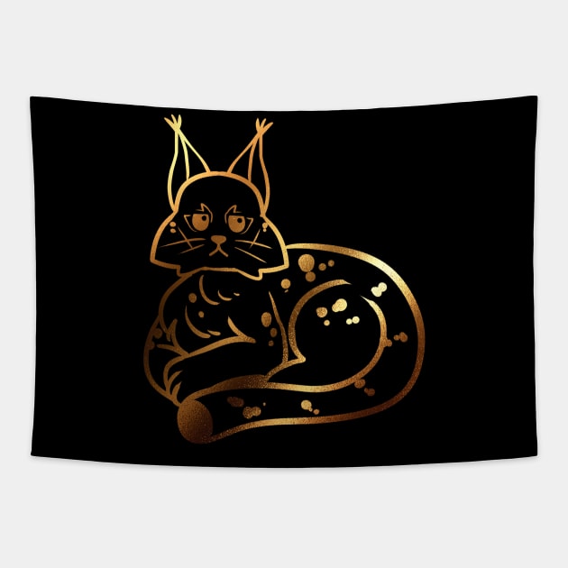 Golden Unimpressed Lynx Tapestry by darklightlantern@gmail.com