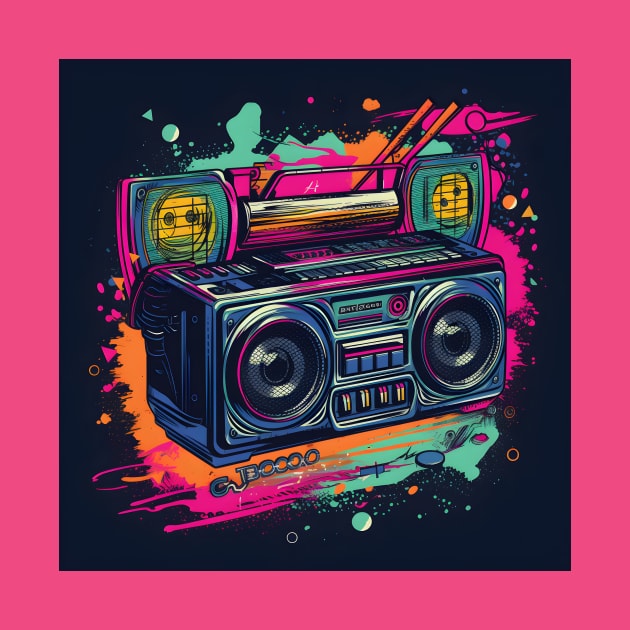 Ghetto Blaster Boom Box 80s Hip-Hop Stereo by Grassroots Green