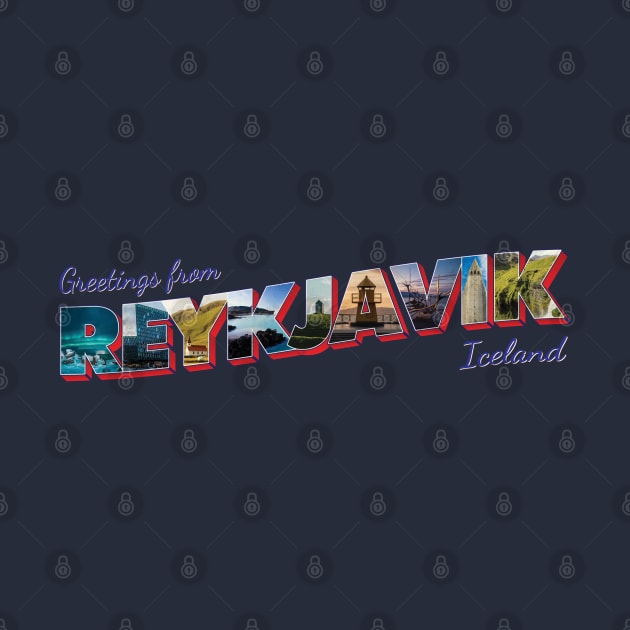 Greetings from Reykjavik in Iceland Vintage style retro souvenir by DesignerPropo