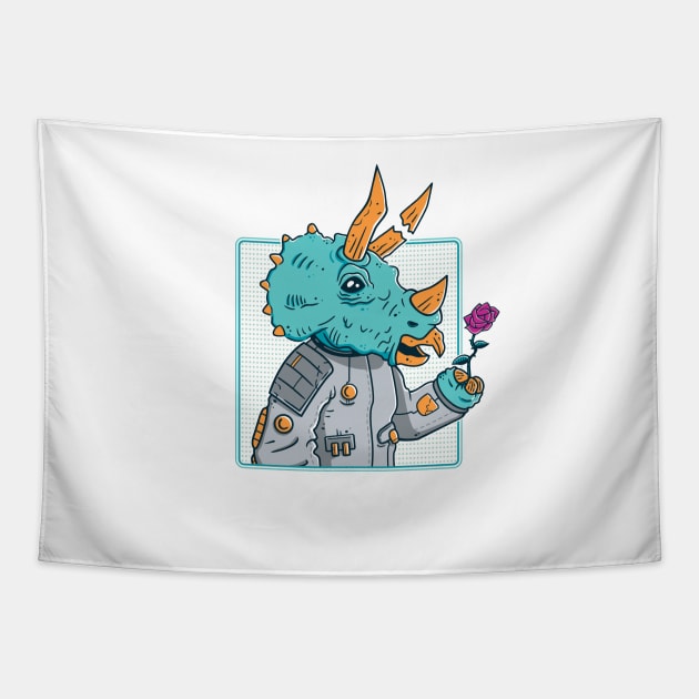 Triceratops Astronaut Tapestry by strangethingsa