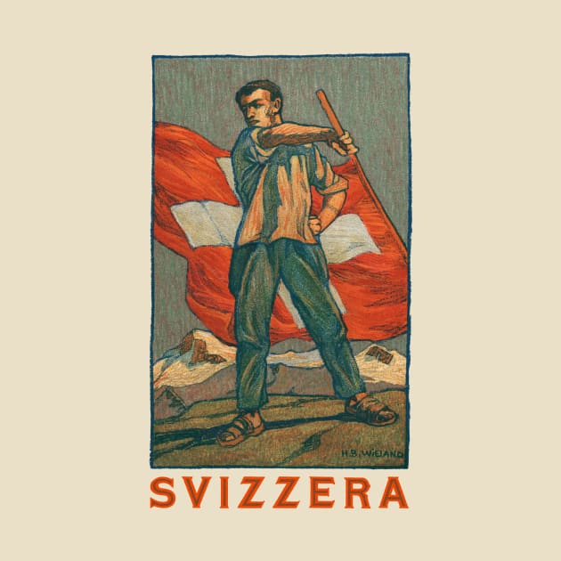 Switzerland Svizzera Vintage Patriotic by MatchbookGraphics