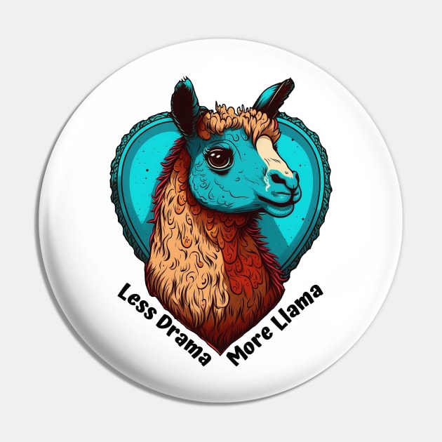 Less Drama More Llama Design, Fun and Playful Animal Design for Llama Lovers Pin by Coffee Conceptions